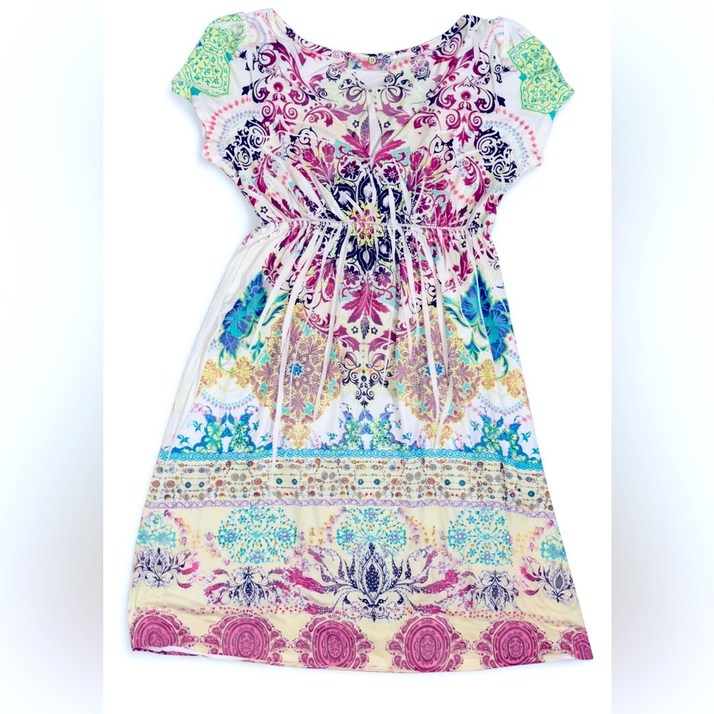 R Rouge Girls Rhinestones Boho Paisley Empire Waist Dress Juniors Size Small